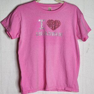 Anvil Bubblegum Pink Preshrunk Cotton I Heart Savannah Blingy SS Tee Shirt Sz M